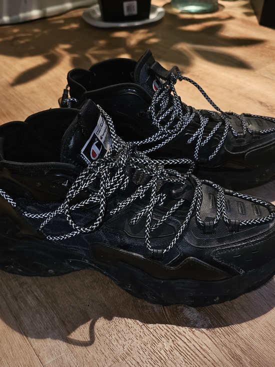 Champion Other - Champion Black Low-Top Chunky Sneakers with Black/White Laces